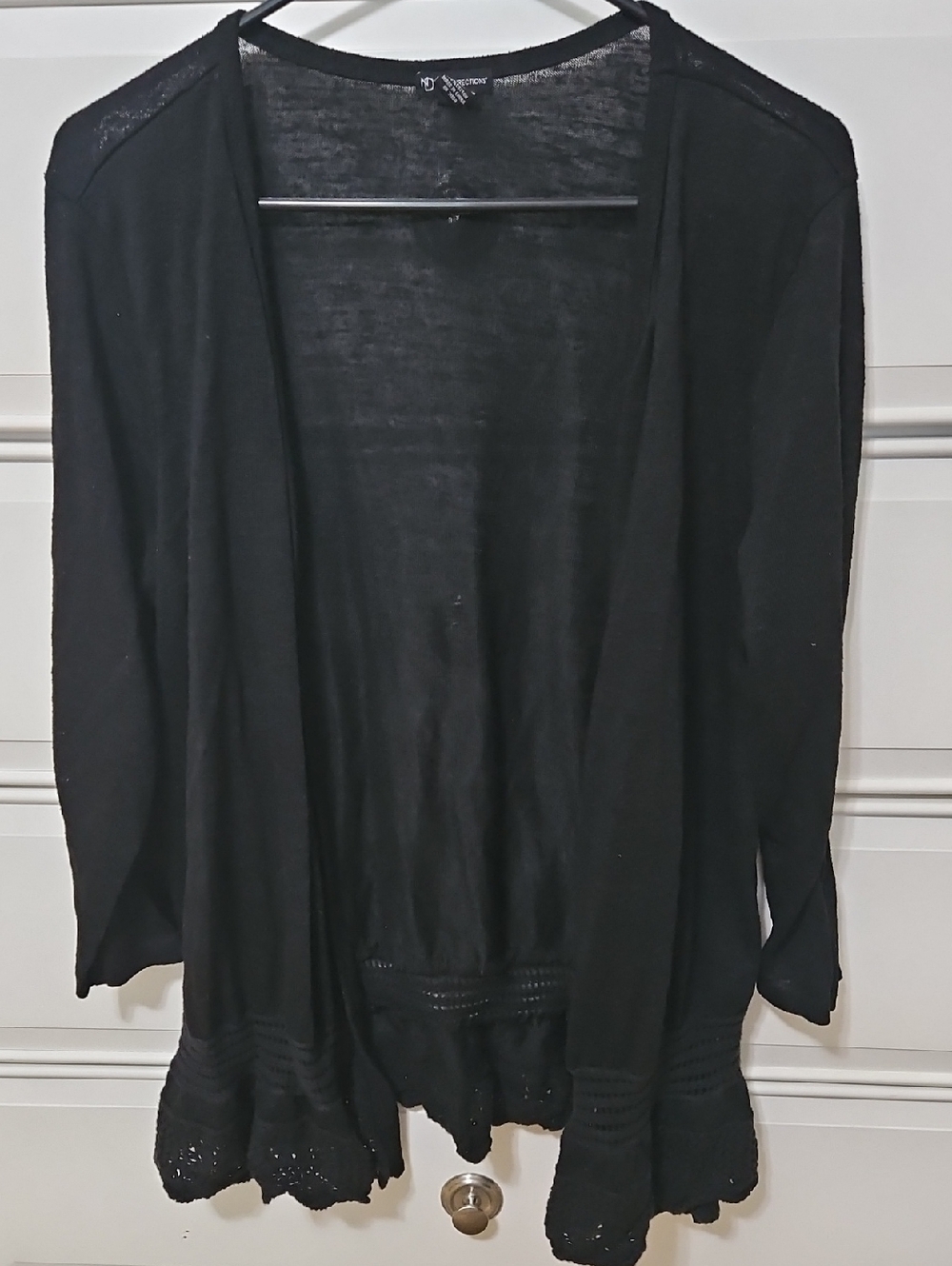 new directions Black Open Front Lightweight Cardigan